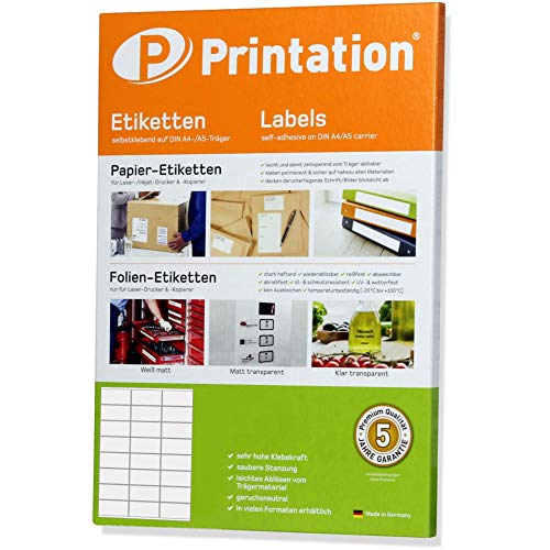 Printation Etiketten 70 x 36 mm weiß A4-240 Adressetiketten selbstklebend 70x36 auf 10 A4 Blätter 3x8-24 Adressaufkleber bedruckbar pro A4 Bogen - Internetmarke DHL Post 3475 3490 von Printation