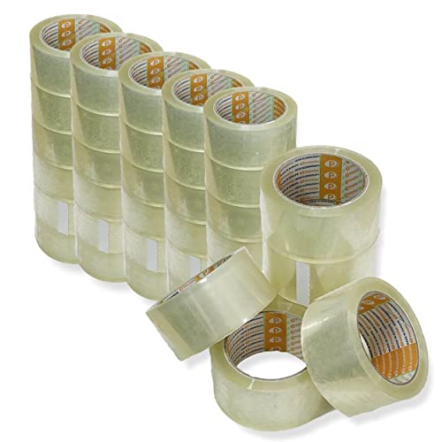 Printation 36er Set 50mm Packband transparent - 36 Rollen Klebeband je 66m strong leise abrollend - Paketband klebstark, reißfest und geräuscharm - Paket-Klebeband für Päckchen u. Pakete (36) von Printation