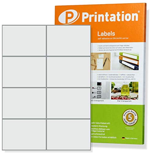 Printation 105 x 74mm Universal Etiketten selbstklebend bedruckbar auf 10 DIN A4 Bogen zu 2x4 8-80 Adressetiketten selbstklebend 105x74 8 pro Blatt - Adress-Aufkleber Internetmarke 3427 4626 8645 von Printation