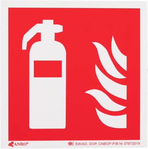 Photolumineszierendes PVC-Feuerlöscher-Schild – 10 x 10 cm, Rettungsschild für Brandschutz und Notfallsituationen – Feuerlöscher mit Flamme (Rot, Feuerlöscher 10x10cm PVC) von Printima