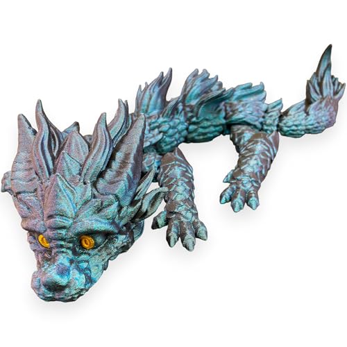 Drache 35cm 3D-Druck Drachenfigur, Spielzeug - Drachen, voll beweglich, Typ Young Dragon (Burnt Titanium) von Printin3D