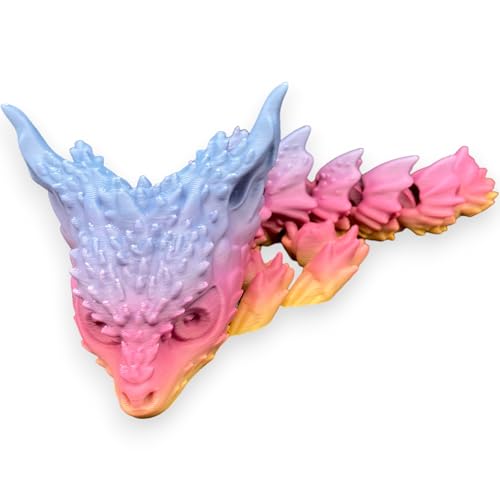 Drache 3D-Druck Drachenfigur, Spielzeug - Drachen, sehr realistisch, voll beweglich, Typ Desert Baby Dragon Rainbow von Printin3D