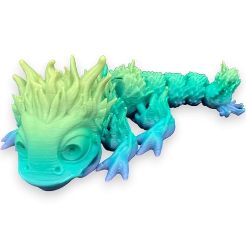 Drache 3D-Druck Drachenfigur, Spielzeug - Drachen, sehr realistisch, voll beweglich, Typ Forest Baby Dragon Rainbow von Printin3D