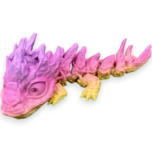 Drache 3D-Druck Drachenfigur, Spielzeug - Drachen, sehr realistisch, voll beweglich, Typ Stone Baby Dragon Rainbow von Printin3D