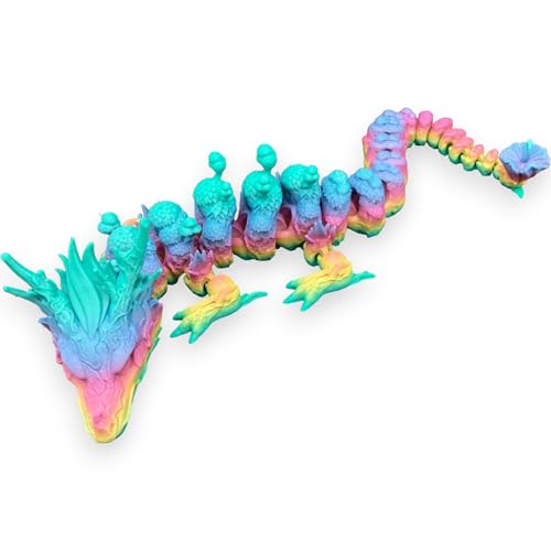 Drache 45,5cm 3D-Druck Drachenfigur, Spielzeug - Drachen, sehr realistisch, voll beweglich, Typ Forest Dragon Rainbow von Printin3D