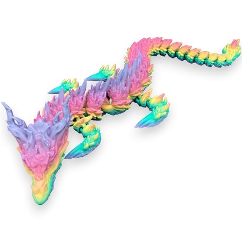 Drache 48,5cm 3D-Druck Drachenfigur, Spielzeug - Drachen, sehr realistisch, voll beweglich, Typ Desert Dragon Rainbow von Printin3D