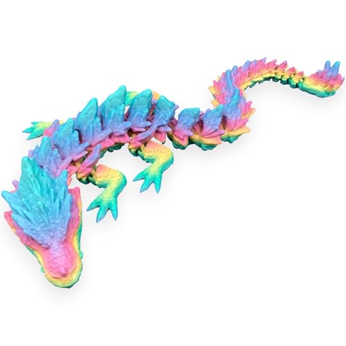 Drache 49cm 3D-Druck Drachenfigur, Spielzeug - Drachen, sehr realistisch, voll beweglich, Typ Stone Dragon Rainbow von Printin3D