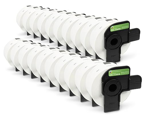 20x Adressetiketten kompatibel für Brother DK-11208 38mm x 90mm (400 Stück/Rolle) P-Touch QL-500 550 560 570 700 710W 720NW 800 810W 820NWB 1050 1060N 1100 1110NWB, Thermopapier mit Kunststoffhalter von Printing Pleasure