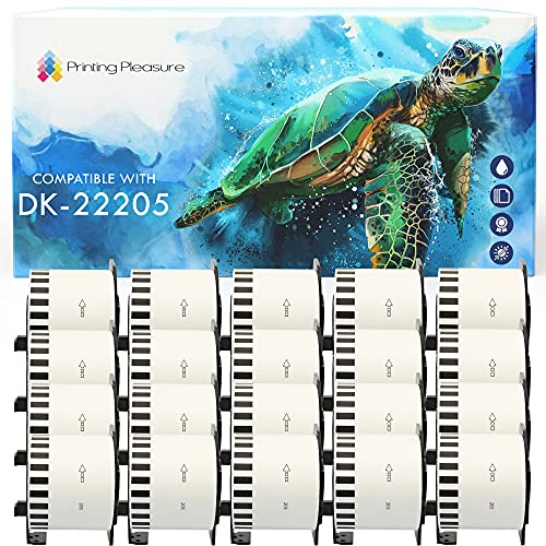 20x Endlos-Etiketten kompatibel für Brother DK-22205 62mm x 30.48m P-Touch QL-500 500BS 550 560 560VP 570 700 710W 720NW 800 810W 820NWB 1050 1060N 1100 1110NWB, Thermopapier mit Kunststoffhalter von Printing Pleasure