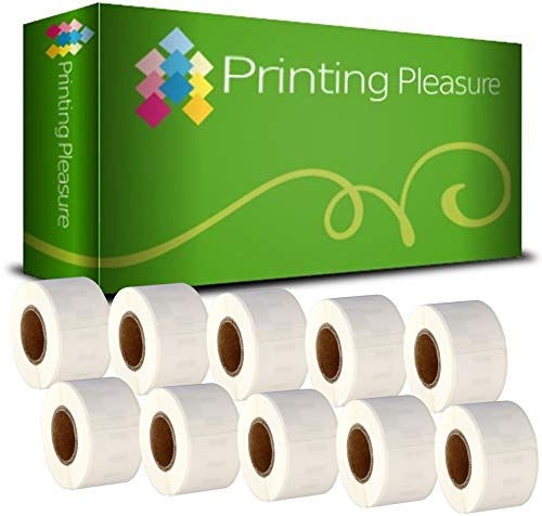 Printing Pleasure 10 x 99010 Rollen Adress-Etiketten kompatibel für Dymo LabelWriter & Seiko Etikettendrucker | 28mm x 89mm | 130 Stück von Printing Pleasure