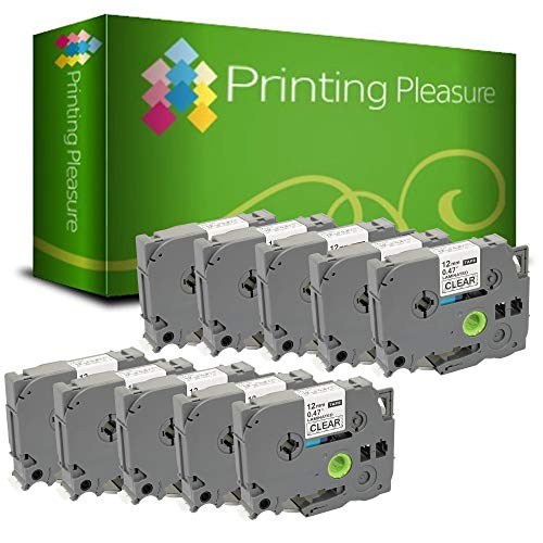 Printing Pleasure 10 x TZe-131 TZ-131 Schwarz auf Transparent, Schriftband kompatibel für Brother P-Touch | 12mm x 8m von Printing Pleasure