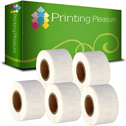 Printing Pleasure 5 x 99010 Rollen Adress-Etiketten kompatibel für Dymo LabelWriter & Seiko Etikettendrucker | 28mm x 89mm | 130 Stück von Printing Pleasure