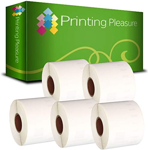 Printing Pleasure 5 x 99014 Rollen Etiketten kompatibel für Dymo LabelWriter & Seiko Etikettendrucker | 54mm x 101mm | 220 Stück | Versand-Etiketten | Namensschild-Etiketten von Printing Pleasure