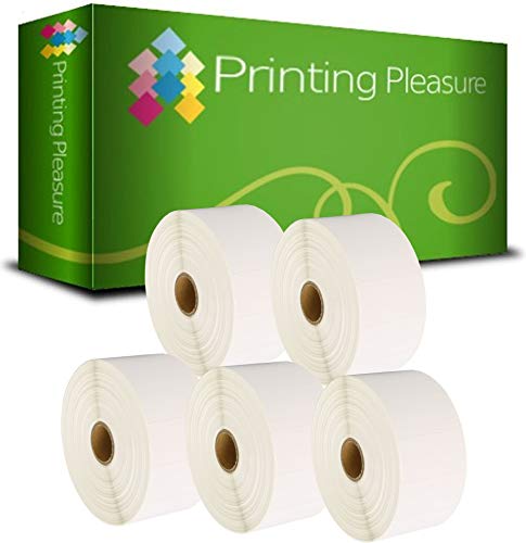 Printing Pleasure 5 x Zebra 52mm x 25mm ThermoEtiketten Rolle mit 2000 Etiketten, Thermodirekt von Printing Pleasure