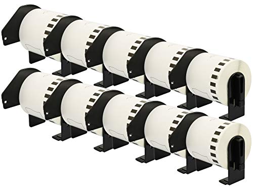 10 Rollen DK22251 DK-22251 62mm x 15,24m Endlos-Etiketten kompatibel für P-Touch QL-800 QL-810W QL-820NWB, rot/schwarz auf weiß von Printing Saver