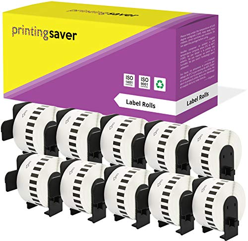 10x DK-22225 38mm x 30,48m Endlosetiketten Papier kompatibel für P-Touch QL-1050 QL-1060N QL-1110NWB QL-1100 QL-500 QL-500BW QL-560VP QL-570 QL-580 QL-700 QL-710W QL-800 QL-810W QL-820NWB von Printing Saver