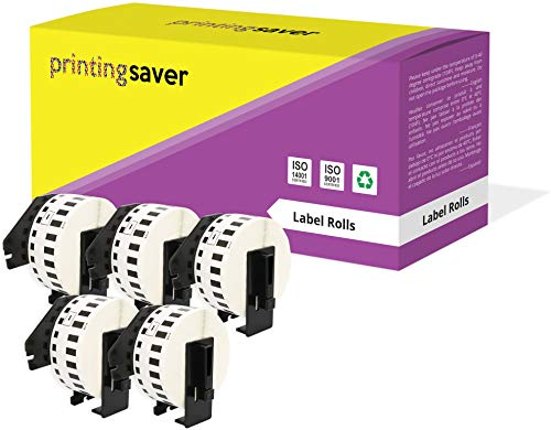 5x DK-22214 12 mm x 30,48 m Endlosetiketten Papier kompatibel für P-Touch QL-1050 QL-1060N QL-1110NWB QL-1100 QL-500 QL-500BW QL-560VP QL-570 QL-580 QL-700 QL-710W QL-800 QL-810W QL-820NWB von Printing Saver