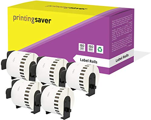 5x DK-44205 62 mm x 30,48 m Endlosetiketten Papier kompatibel für P-Touch QL-1050 QL-1060N QL-1110NWB QL-1100 QL-500 QL-500BW QL-570 QL-700 QL-710W QL-800 QL-810W QL-820NWB, wiederablösbar von Printing Saver