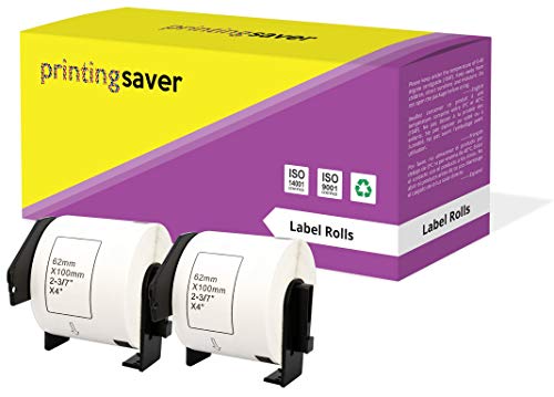 Printing Saver 2x DK-11202 Weiße Adressetiketten Kompatibel mit P-Touch QL-1060N 1100 500 500BW 550 580 580N 700 710W 800 820NWB Brother Etikettendruckern (62mm x 100mm) von Printing Saver