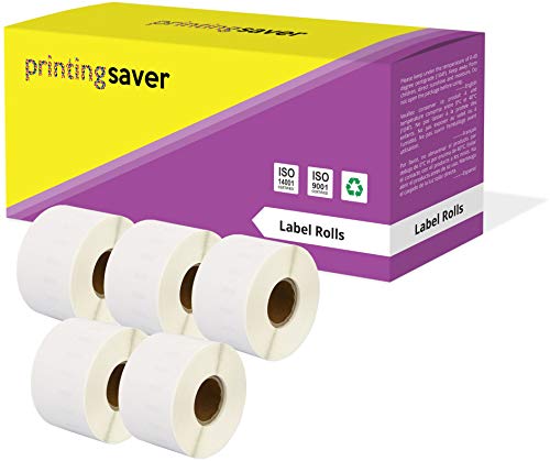 Printing Saver 5x 99018 38 x 190 mm Etiketten für Aktenordner (110 Stück/Rolle) kompatibel für LabelWriter 310 320 330 4XL 400 450 Turbo/Twin Turbo/Duo & Seiko SLP Etikettendrucker von Printing Saver