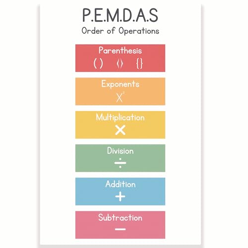 Pemdas CPS0619 Klassenzimmer-Poster, Mathematik-Klassenzimmer-Poster, 30,5 x 45,7 cm, Klassenzimmer-Dekoration, Muss für Klassenzimmer, Dekoration für den Schulanfang von Printlabz
