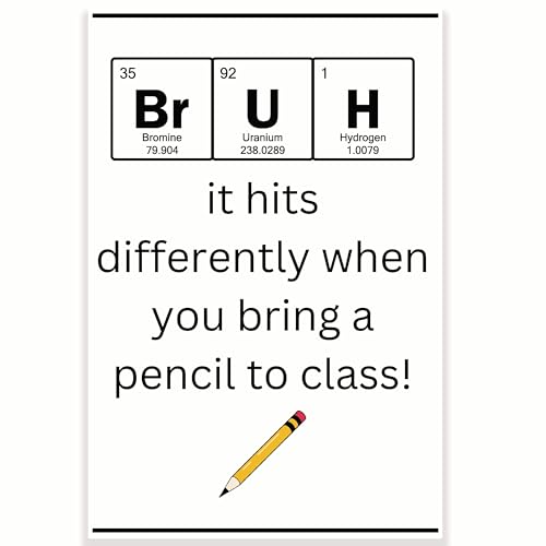 Poster "Bruh It Hits Differently When You Bring a Pencil To Classroom", lustiges Punny Gen Z Humor, 30,5 x 45,7 cm, Klassenzimmer-Dekoration, Klassenzimmer, Must-Haves, Dekoration für den Schulanfang, von Printlabz