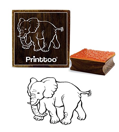 Printtoo Brown Holz Stempel Elefant Muster Handwerk Textile Platz Briefmarken-4 x 4 Zoll von Printtoo