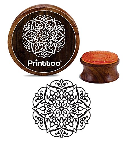 Printtoo Craft Textil Blumen Mandala Muster Runde Holz Stempel Karte machen Briefmarken-3 Zoll von Printtoo