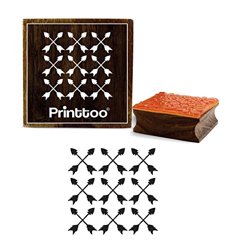 Printtoo Crafting Square Holz Stempel Kreuz Pfeil Muster Schrott-Buchung-5 x 5 Zoll von Printtoo