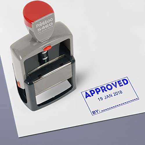 Printtoo Heavy Duty Dater Stamp Self Inking With Text Approved By Office Stationery Date Rubber Stamp-Blue von Printtoo