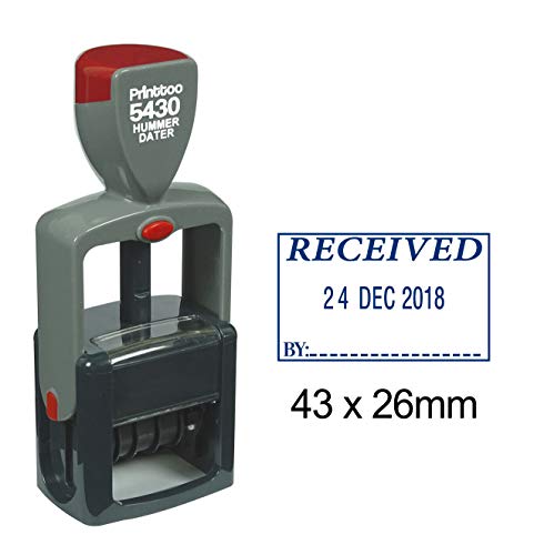 Printtoo Office Document Heavy Duty Dater Stamp With Received By Text Self Inking Date Rubber Stamp-Blue von Printtoo