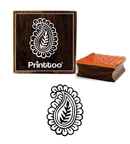 Printtoo Paisley & Leaf Muster Handwerk Textile Print Square Holz Stempel-2 x 2 Zoll von Printtoo