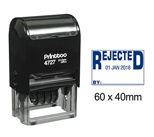 Printtoo Self Inking Dater Stamp With Rejected By Text Office Stationery Date Rubber Stamp-Blue von Printtoo