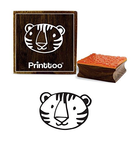 Printtoo Tiger Gesicht Design Clip Art Square Holz Stempel Schrott Buchung Block-2 x 2 Zoll von Printtoo