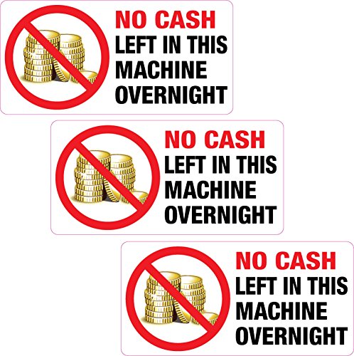 3 x No Cash Left in this Machine Aufkleber, bedruckte Vinyl-Label für Geschäfte, Bars von Printwhizz Ltd