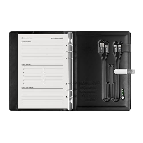 Prio 5-in-1 Multifunktions-Notizbuch - All-in-One Business-Lösung – mit Kalender, Powerbank & kabelloser Ladefunktion, 3-in-1-Ladekabel & USB-Stick von Prio