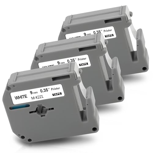 3x Pristar Kompatibles M-K221 Schriftband als Ersatz für Brother P-touch M Tape MK221 MK221BZ M-K221s 9mm 3/8 Weiß für Brother Ptouch PT-M95 PT-55 PT-65 PT-70 PT-75 PT-80 PT-85 PT-90 PT-BB4 von Pristar