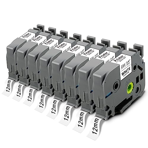 8x Pristar kompatibel Schriftband für Brother P Touch TZe-231 Ersatz für Brother P-touch Bänder 12mm 0.47 für Brother PT-1000 PT-1080 PT-E100 PT-H100R PT-H105 PT-H110 H107B PT-D400 D210 D600VP von Pristar