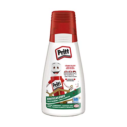 Pritt Bastelkleber, transparent trocknender Alleskleber für Zuhause, Schule oder Büro, weißer Bastelleim für Kinder, 1 Flasche à 100 g, 9H PAKC2 von Pritt