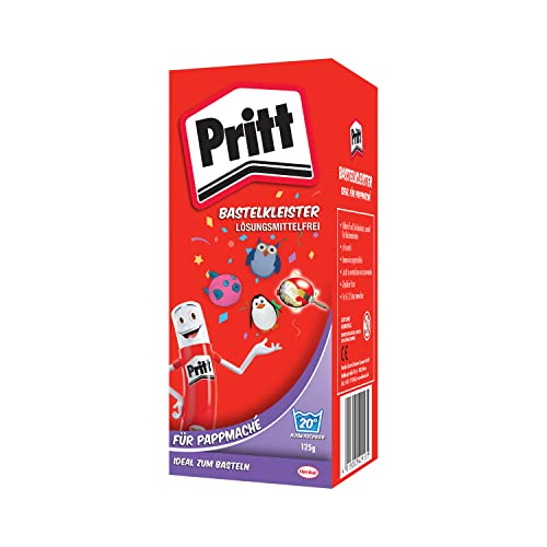 Pritt Bastelkleister Pappmaché, sicher für Kinder, mit warmen Wasser auswaschbar, frei von Konservierungs- und Lösungsmitteln, 125g Pulver, 9H PMP12 von Pritt