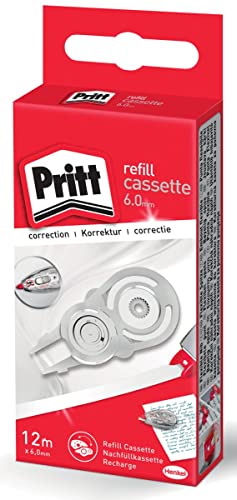 Pritt Korrekturroller Nachfüllkassette, Premium Korrekturband mit neuer flexibler Spitze, einfache Anwendung, Bandlänge: 12 m, Bandbreite: 6 mm, 10 Stück von Pritt