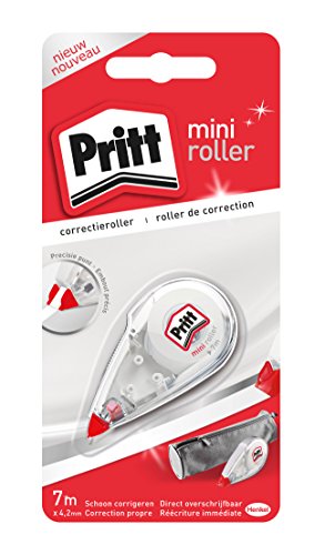 Pritt Mini Korrekturroller, perfekte Deckkraft ohne zu verschmieren, mit Präzisionsspitze für genaues Korrigieren, 4,2 mm x 7 m, 5-er Pack von Pritt