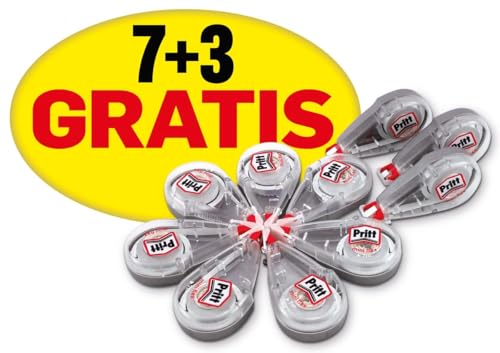 Pritt Mini-Roller, Korrekturroller zum Löschen und Korrekturen, flexibler Aufsatz, ideal für alle Mäppchen, 10 Stück von Pritt