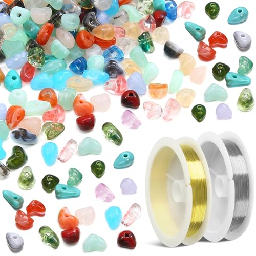 Prmape 21 Farben 500pcs Perlen Edelsteine zum Auffädeln, 6~8cm Perlen zum Auffädeln Kristalle, Unregelmäßige Gebohrt DIY Edelsteine für DIY-Schmuckherstellung Armband-Halskette von Prmape