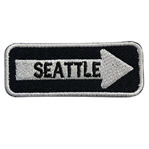 Aufnäher mit Seattle-Straßenschild, bestickt, zum Aufbügeln oder Aufnähen, für Kleidung etc., 7,5 x 3 cm von Pro Armour