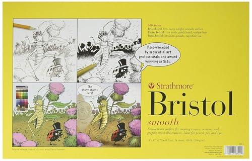 Strathmore Pro-Art Bristol Smooth Paper Lose Blätter 11 x 17 Zoll, 24 Blatt, Weiß von Strathmore