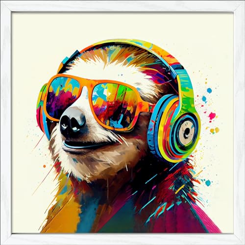 Pro-Art gerahmtes Wandbild Slim Scandic Animals With Headphones III, 32,5x32,5 cm von Pro-Art