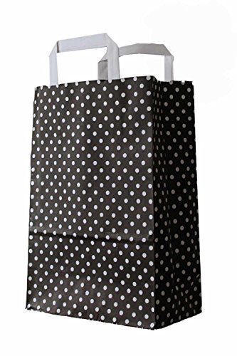 250 farbige Papiertragetaschen Papiertaschen Tüten Papiertüten Tragetaschen Shopper schwarz-weiß gepunktet 22 + 11 x 31 cm 90 g/qm von Pro DP