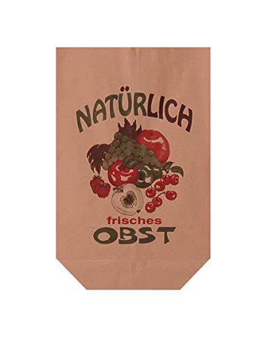 1000 Obstbodenbeutel Papiertüten Kreuzbodenbeutel mit Obst Motiv 19,5x29cm für 1,5kg - Inkl. VerpG in D von Pro DP