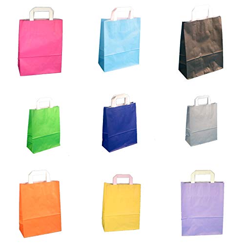 250 Papiertragetaschen Papiertüten Einkaufstüten Geschenktüten Papier 70-80g/m² 3 Verschiedene Größen 9 Farben wählbar (Violett/Lila, 18+8x22cm) von Pro DP